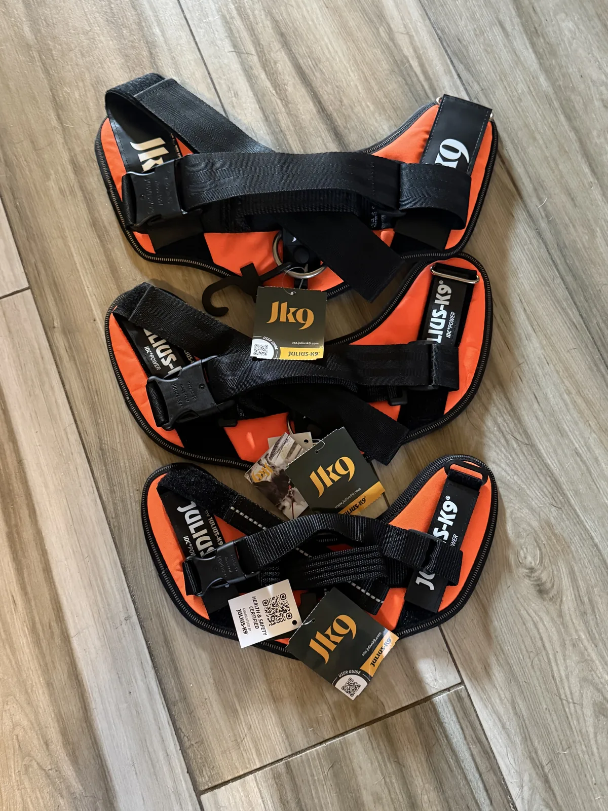 Detail of the Julius-K9 IDC Powerharness chest strap and reflective edge