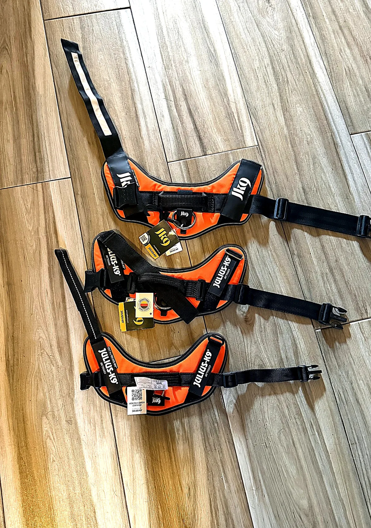 Three sizes of Julius-K9 IDC Powerharness